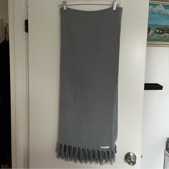 Pottery Barn Gray Tassel Fringe Throw Blanket